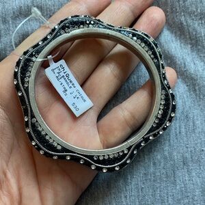 Black and Silver Bangle Bracelet